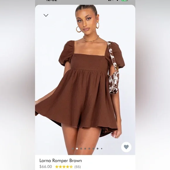 Princess Polly Lorna Brown Romper Size 10 - Picture 1 of 5